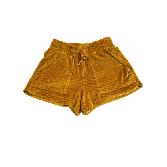 SEZANE Mini Shorts in XS Mustard Gold Pocketed Mid Rise - Picture 1 of 4